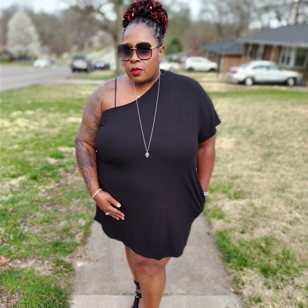 Plus Size One Shoulder Dress